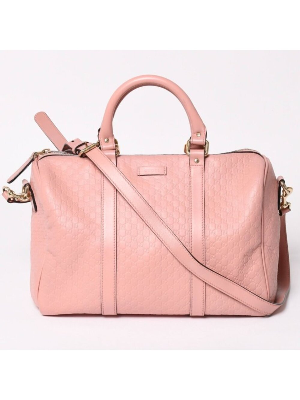 Gucci Shoulder Bag Mini Boston 2-Way Micro Guccissima Pink Leather